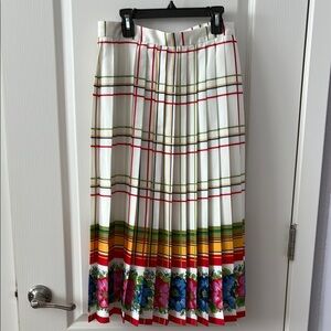 J. Crew Multicolor Plaid and Floral Midi Skirt
